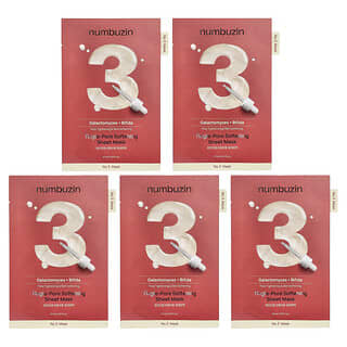 Numbuzin, No.3 Tingle-Pore Softening Beauty Sheet Mask, 5 Sheets, 0.91 fl oz (27 ml) Each