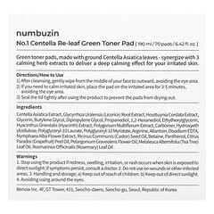 No. 1 Centella Re-Leaf Green Toner Pad, 70 Pads, 6.42 fl oz (190 ml)