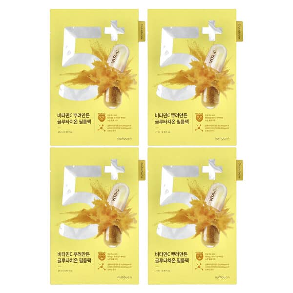 Numbuzin, 5 號維生素聚光燈美容面膜，4 片，每片 0.91 液量盎司（27 毫升）
