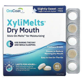 OraCoat, XyliMelts For Dry Mouth, Slightly-Sweet, Mint Free, 40 Melts