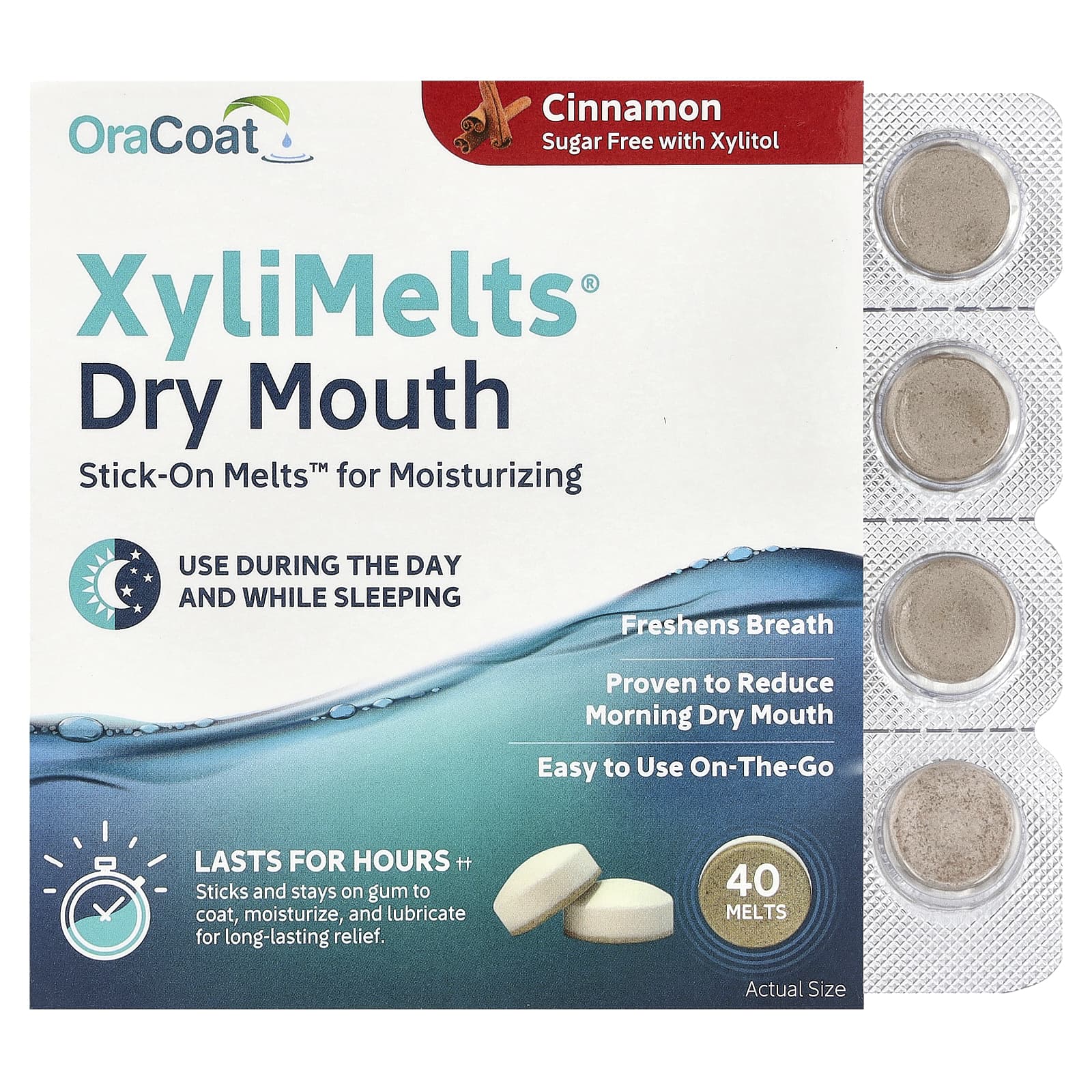 XyliMelts® Dry Mouth、シナモン、メルト40粒