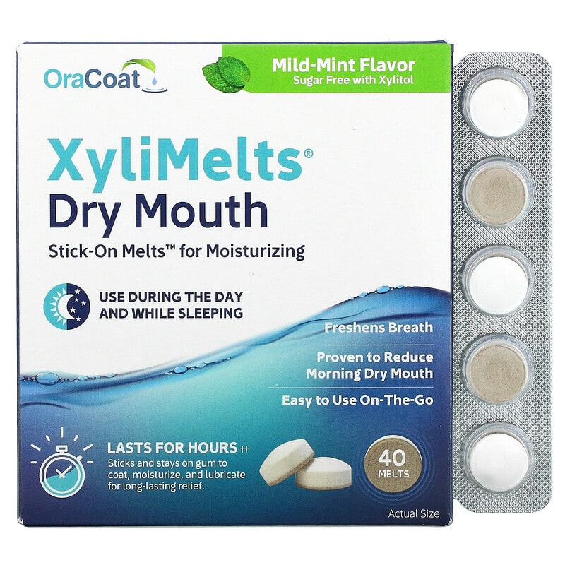 XYLIMELTS Mild Mint Flavour 40 Pastilles For Dry Mouth Moisturizing Fresh  Breath