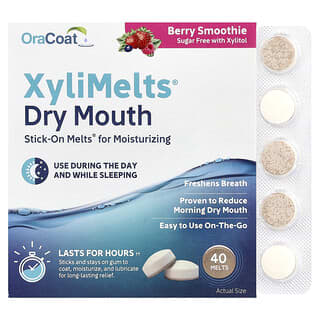 OraCoat, XyliMelts® Dry Mouth Stick-On Melts®, Smoothie aux baies, 40 fondants