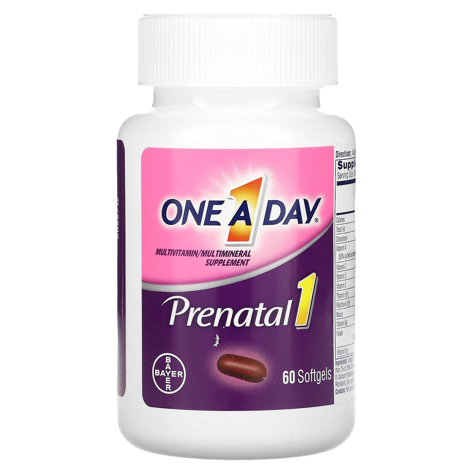 OneADay, Prenatal 1 with Folic Acid, DHA & Iron, 60 Softgels