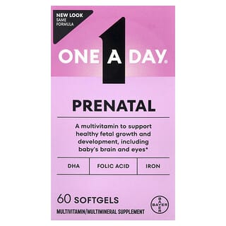 One-A-Day, Pré-natal 1 com Ácido Fólico, DHA e Ferro, 60 Cápsulas Softgel