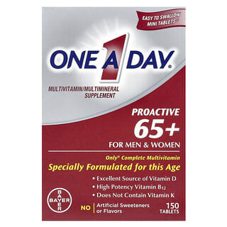 One-A-Day, Proactive 65+, Suplemento multivitamínico / multimineral, Para hombres y mujeres, 150 comprimidos