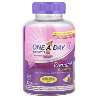 One-A-Day, Gomas Pré-natais para Mulheres com Ácido Fólico e DHA, Suplemento Multivitamínico / Multimineral, 120 Gomas