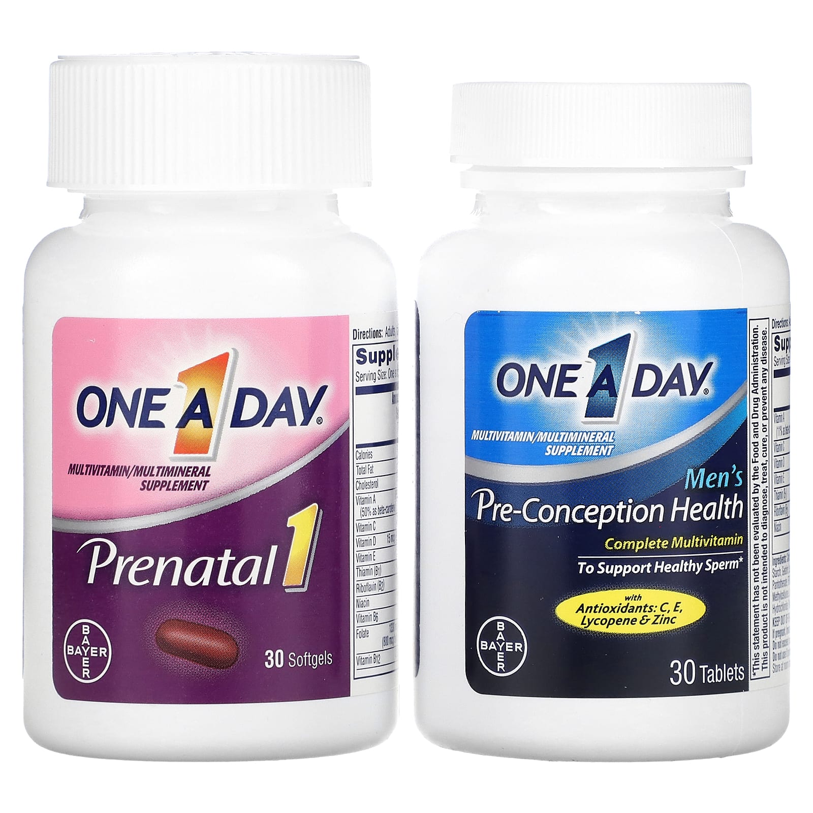 One A Day Pre Pregnancy Couple S Pack Women S Prenatal 1 And Men S Pre Conception Health 30