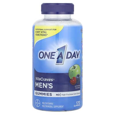 One-A-Day, Men's, VitaCraves Multivitamin/Multimineral Supplement, Artificially Flavored, 170 Gummies