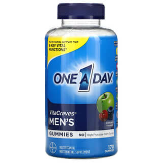 One-A-Day, VitaCraves para hombres, Suplemento multivitamínico y multimineral, 170 gomitas