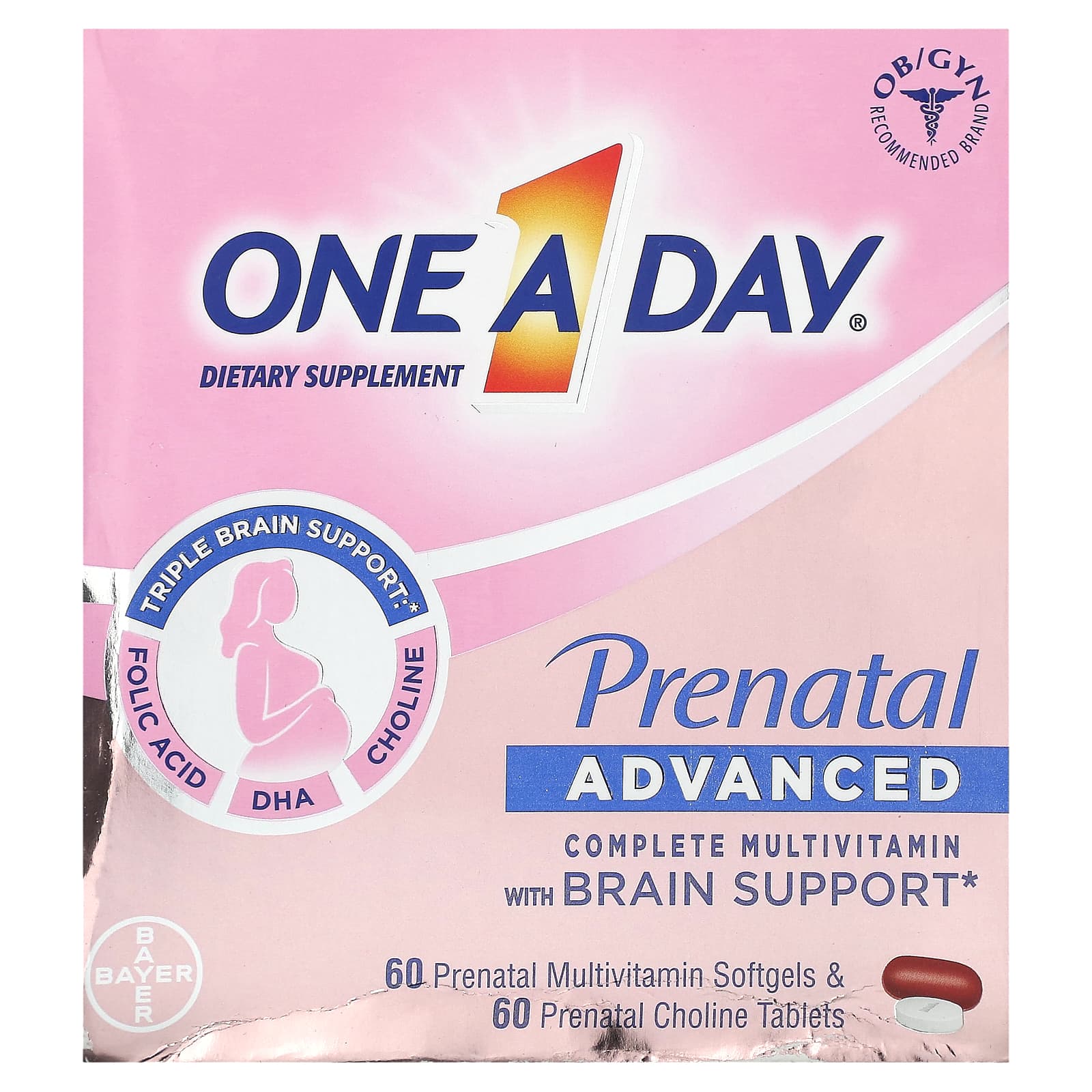 One-A-Day, Prenatal Advanced, Complete Multivitamin with Brain Support ...