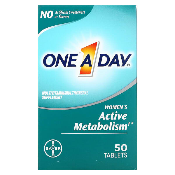 One-A-Day, Metabolismo Ativo para Mulheres, Suplemento Multivitamínico / Multimineral, 50 Comprimidos