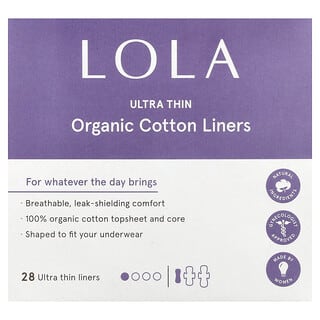 Lola, Organic Cotton Liners, Ultra Thin, 28 Liners