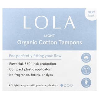 Lola‏, سدادات قطنية عضوية مع أدوات وضع بلاستيكية ، خفيفة ، 20 سدادة