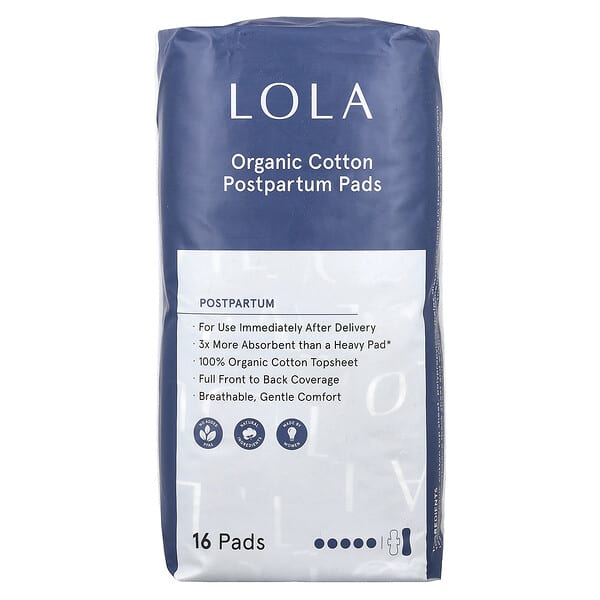 Lola, Serviettes post-partum en coton biologique, 16 serviettes