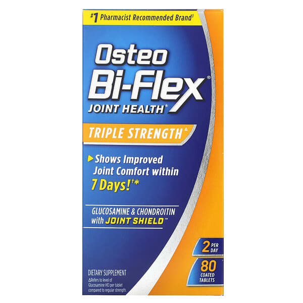 Osteo Bi-Flex, 含關節保護劑的葡萄糖胺和軟骨素，三倍功效，80 片包衣片劑