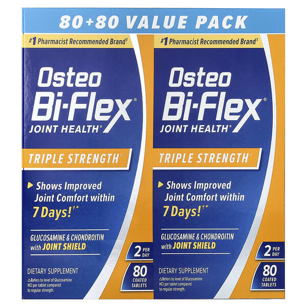 Osteo Bi-Flex, 關節健康，三重功效，2 包，每包 80 片包衣片劑
