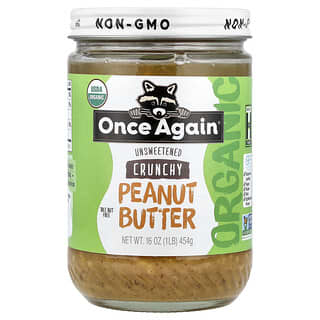 Once Again, Økologisk peanøttsmør, sprø, usøtet, 454 g