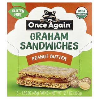 Once Again, Graham Sandwiches, Peanut Butter, 8 Packs, 1.59 oz (45 g) Each