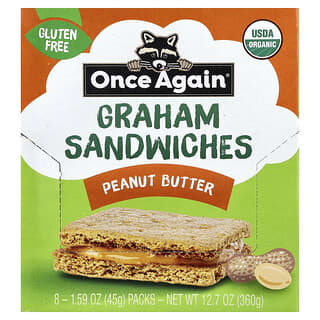 Once Again, Graham Sandwiches, Peanut Butter, 8 Packs, 1.59 oz (45 g) Each