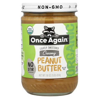 Once Again, Mantequilla de maní orgánica, Cremosa, Ligeramente endulzada, 454 g (16 oz)