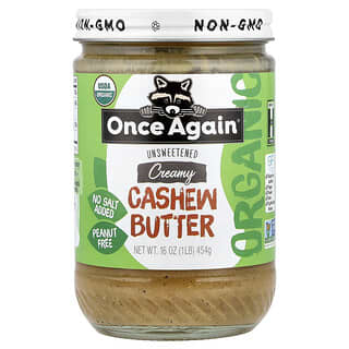 Once Again, Økologisk cashewnøttsmør, kremet, usøtet, 454 g
