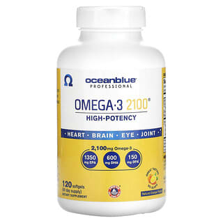 OceanBlue, Professional, Omega-3 2100, Haute efficacité, Orange naturelle, 2100 mg, 120 capsules à enveloppe molle