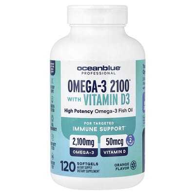OceanBlue, Professional, Omega-3 2100® With Vitamin D, Orange, 120 Softgels