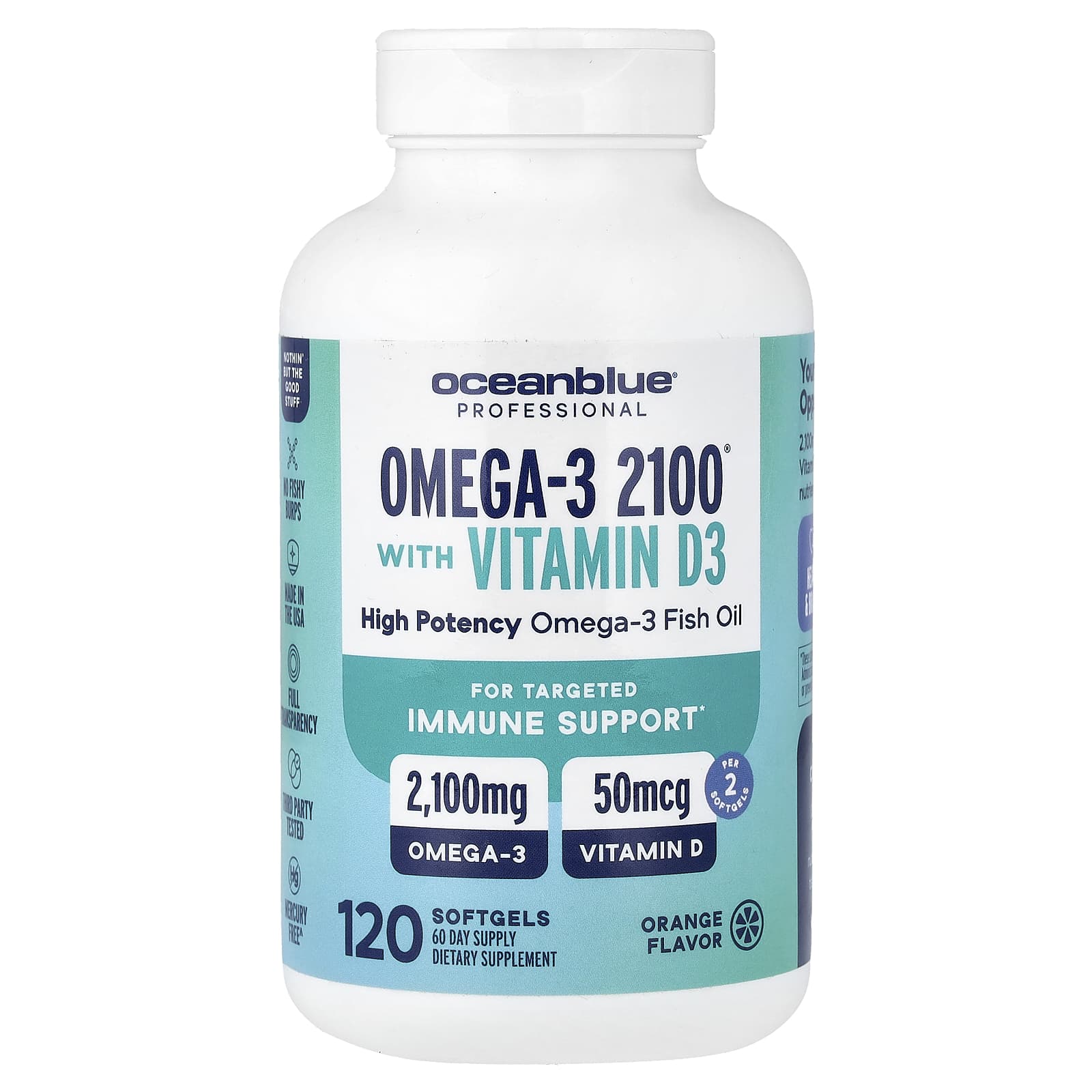Professional, Omega-3 2100® With Vitamin D, Orange, 120 Softgels