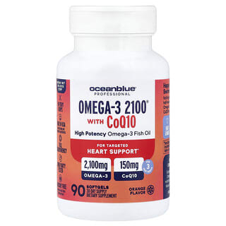 OceanBlue, Professional，含輔酶 Q10 的 Omega-3 2100，優效，天然橙味，90 粒軟膠囊