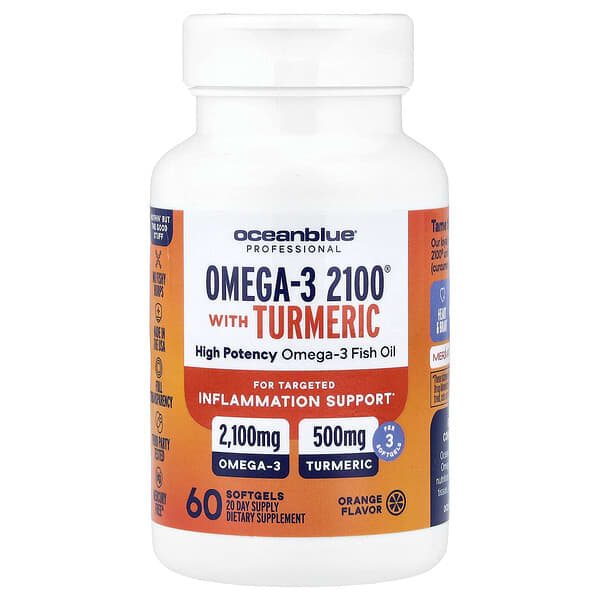OceanBlue, 전문가용, Omega-3 2100®, 강황 함유, 오렌지, 소프트젤 60정
