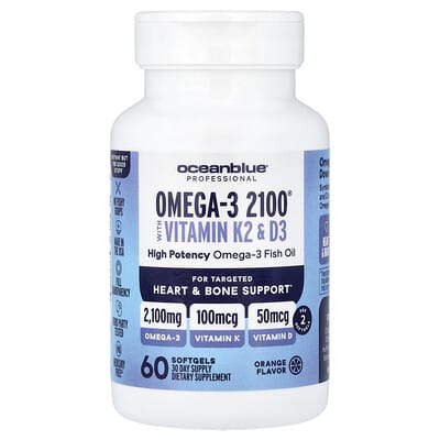 OceanBlue, Professional, Omega-3 2100® with Vitamins K2 and D3, Orange Flavor, 60 Softgels