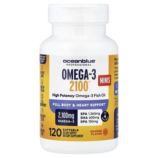 OceanBlue, Omega-3 2100® 미니, 고효능, 오렌지, 소프트젤 120정(소프트젤 1정당 525mg)