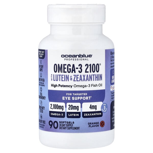 OceanBlue, Omega-3 2100® with Lutein & Zeaxanthin, Orange, 90 Softgels — product photo 1