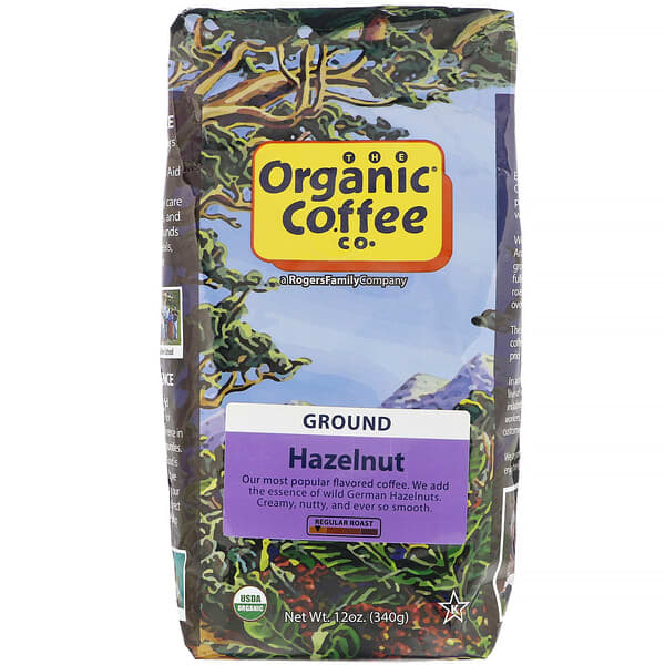 Organic Coffee Co., Hazelnut, Ground, Regular Roast, 12 oz (340 g)