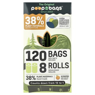 Original Poop Bags, Orange, 120 Bags