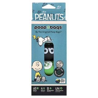 Original Poop Bags, Peanuts®, Unscented, 60 Bags