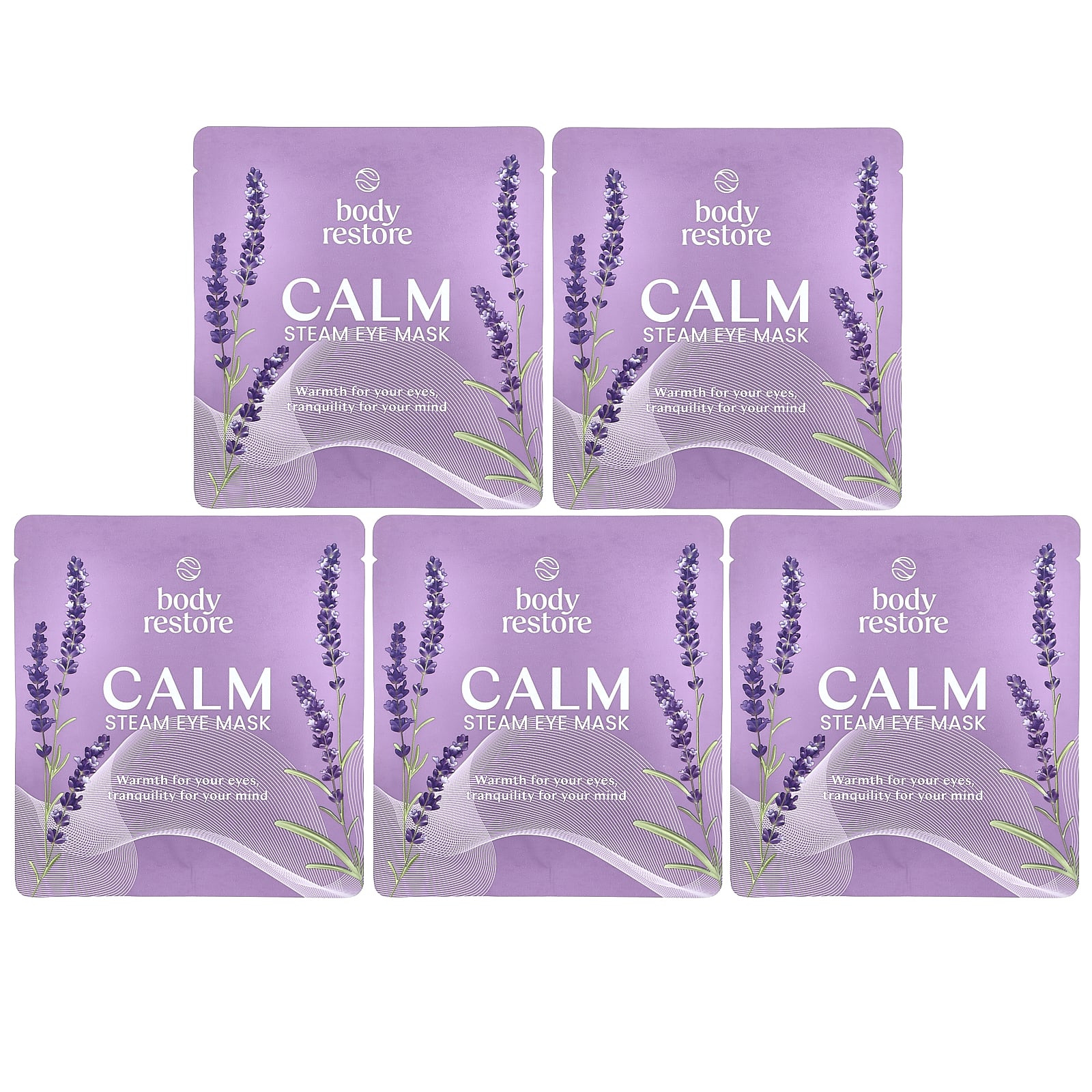 Body Restore, паровая маска для глаз, лаванда, 5 упаковок