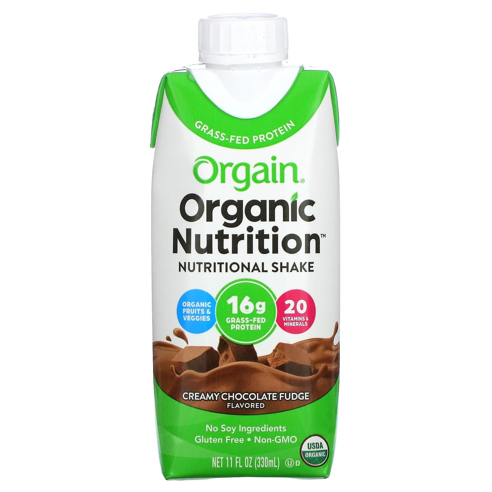 Orgain Organic Nutrition Nutritional Shake Creamy Chocolate Fudge 4 Pack 11 Fl Oz Each