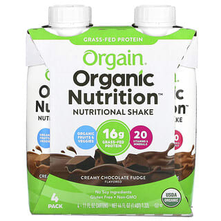 Orgain, Органическое питание, универсальный питательный  коктейль, сливочно-шоколадный фадж, 4 шт., 11 ж. унц. каждый