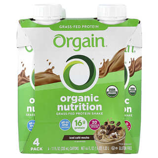 Orgain, Organic Nutrition, Nutritional Shake, Iced Café Mocha, 4 Pack, 11 fl oz (330 ml) Each