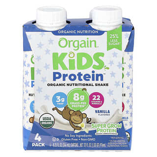 Orgain, Kids Protein, органический питательный коктейль, ваниль, 4 пакетика, по 244 мл (8,25 жидк. унц.)