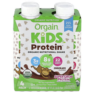 Orgain, Çocuk Proteini, Organik Besleyici Shake, Çikolata, 4'lü Paket, Her Biri 8,25 fl oz (244 ml)
