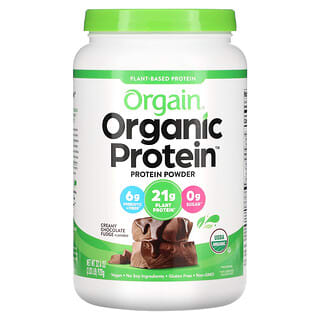 Orgain‏, אבקת חלבון אורגני, על בסיס צמחי, פאדג' שוקולד קרמי, 920 גר' (2.03 lbs)