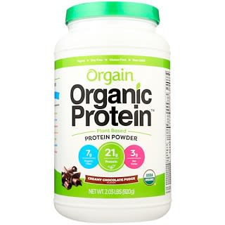 Orgain, Органический порошковый протеин растительного происхождения, сливочно-шоколадный фадж, 2,03 ф (920 г)