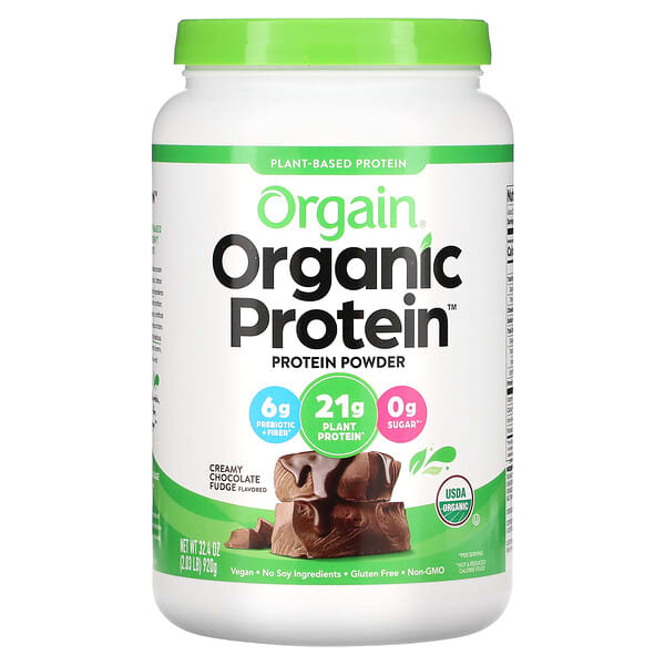 Orgain, Organic Protein Powder, Plant Based, Creamy Chocolate Fudge, 2.03 lbs (920 g)