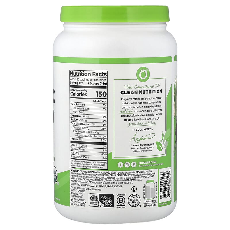 Organic Protein™（オーガニックプロテイン）パウダー、クリーミー
