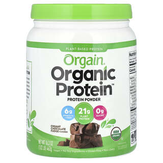 Orgain, Organic Protein Powder, Plant Based, Creamy Chocolate Fudge, Bio-Proteinpulver, pflanzlich, cremiges Schokoladenfondant, 462 g (1,02 lb.)