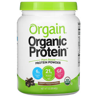 Orgain, Organic Protein（オーガニックプロテイン）パウダー、植物性、クリーミーチョコレートファッジ、462g（1.02ポンド）