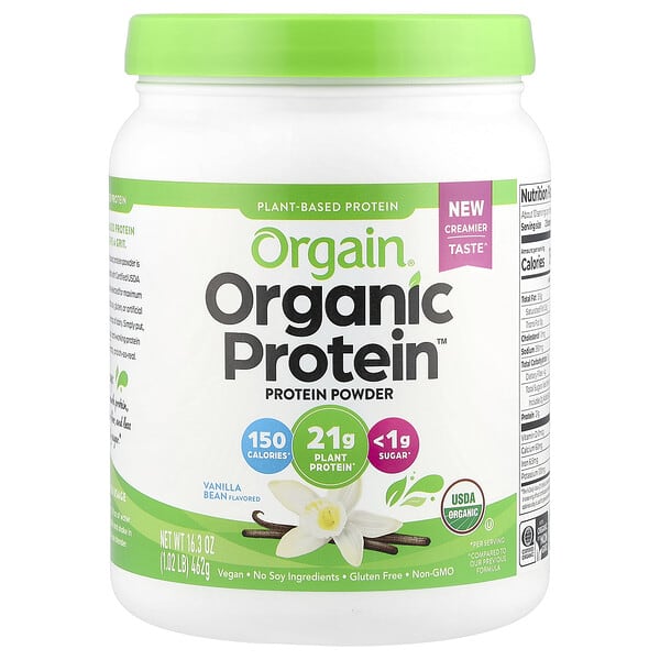 Orgain Organic Protein™ Powder, Plant Based, Vanilla Bean, 1.02 lbs (462 g)